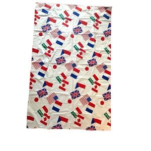 VTG United Colors of BENETTON World Flag Window Curtain Tablecloth Fabric